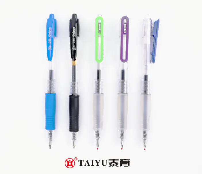 Office Use Gel Pen With Rubber And Flexible Clip Costomized Color Gel Pen 988